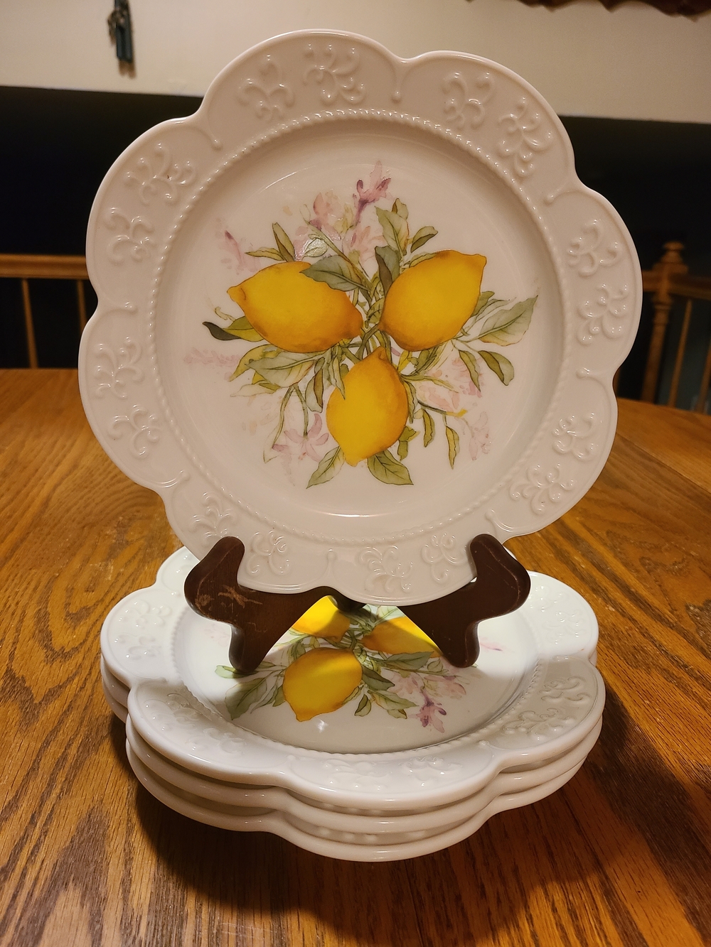 Princess House Marbella Lemon Scalloped Stoneware Plates - Set Of 4